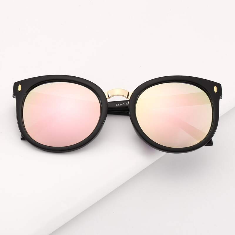 

Holographic Round Frame Sunglasses, Red