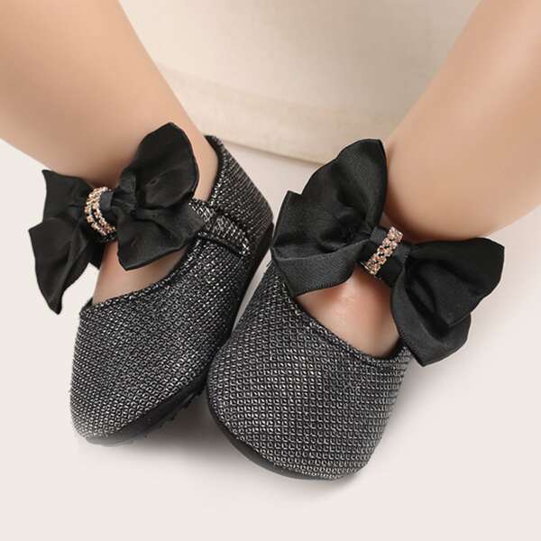

Baby Girl Bow Decor Mary Jane Flats, Black