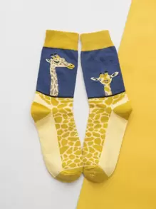 Giraffe Pattern Socks, Fall Socks - Multicolor - View 1