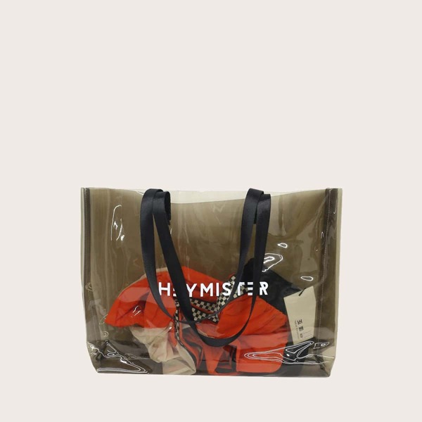 

Men Clear Tote Bag, Brown