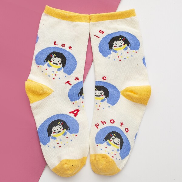 

Cartoon Graphic Socks, Multicolor