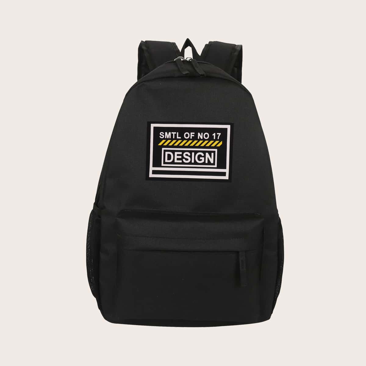 

Guys Letter Patch Pocket Front Backpack, Black