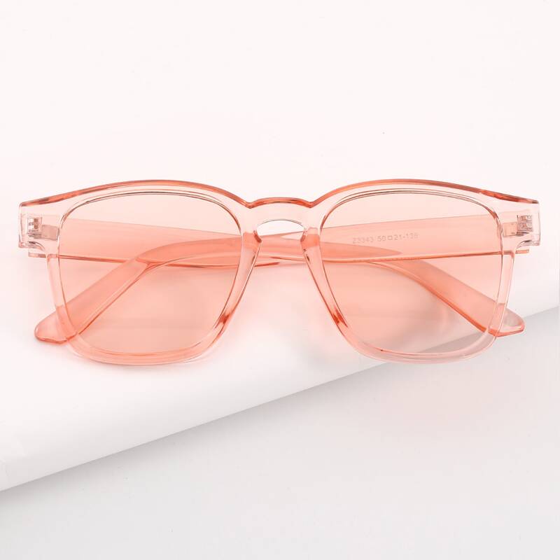

Clear Square Frame Sunglasses, Pink