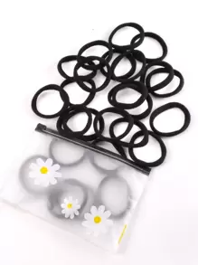 25pcs Solid Hair Ties For Daily Use For Women Hairstyles Casual Ponytail Holders Hair Elastics Hair Rubber Bands Scrunchies Hair Rope Elastic Hair Tie, Hair Bobbles Hair Accessories Head Accessories Elastic Band - Black - View 2