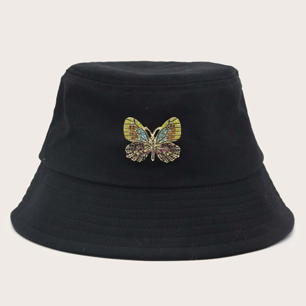 

Butterfly Pattern Bucket Hat, Black