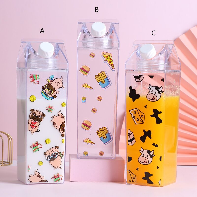 

1pc Cartoon Graphic Clear Water Bottle, Multicolor