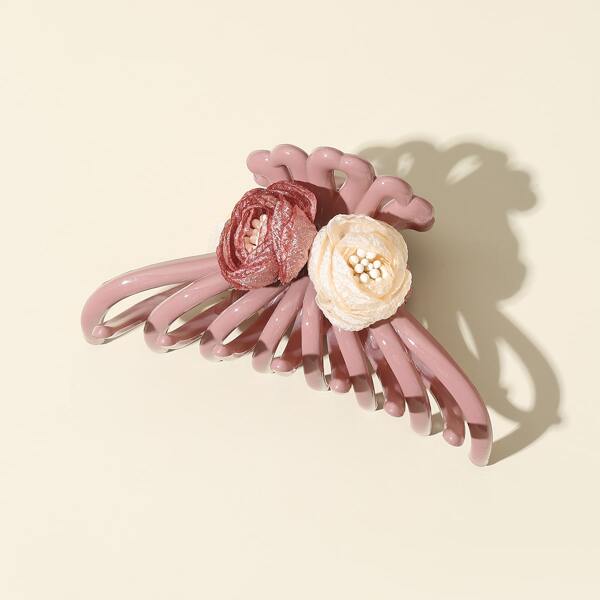 

Flower Decor Hair Claw, Red violet