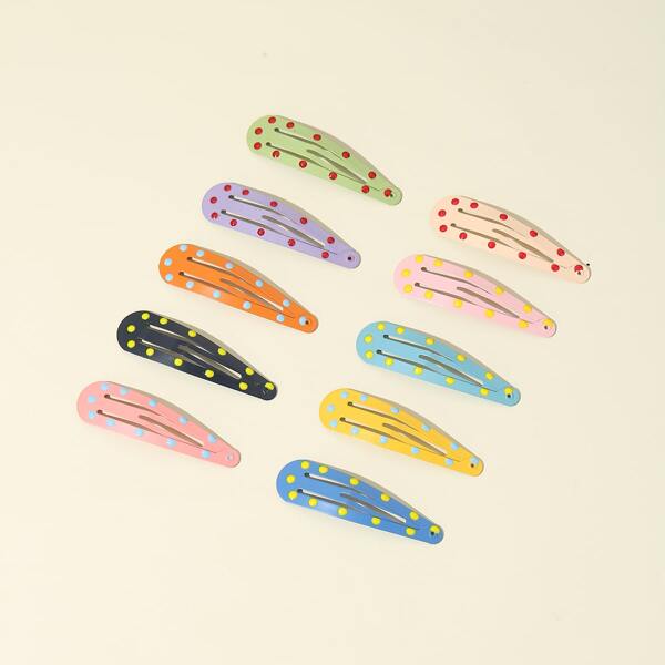 

10pcs Polka Dot Pattern Hair Clip, Multicolor