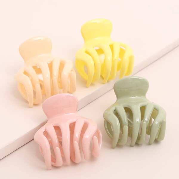 

4pcs Solid Hair Claw, Multicolor