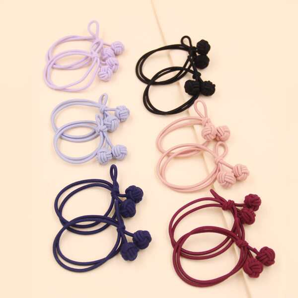 

12pcs Knot Decor Hair Tie, Multicolor