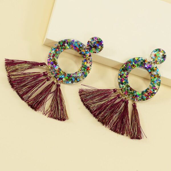 

Round Tassel Drop Earrings, Multicolor