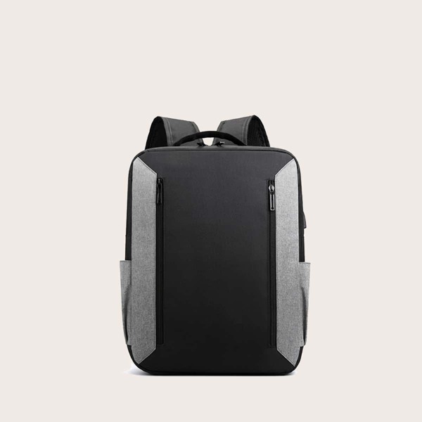 

Men Large Capacity Backpack With USB Port, Black