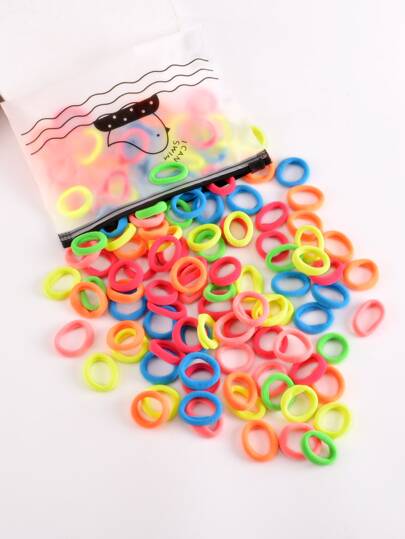 100 قطعة ربطات شعر ملونة مطاطية لتساريح الذيل