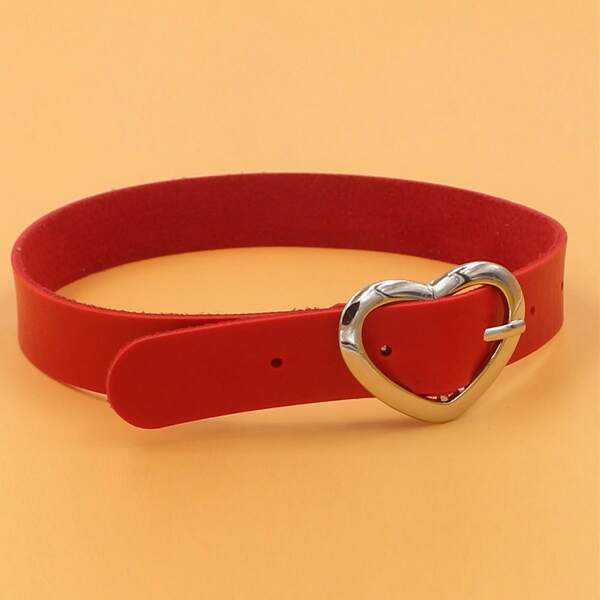 

Heart Buckle Decor Choker, Red