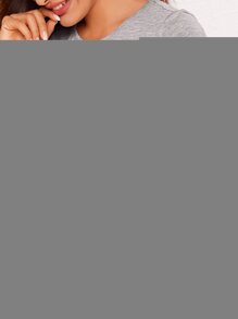 Muchica Heather Gray Crop Tee - Light Grey - View 4