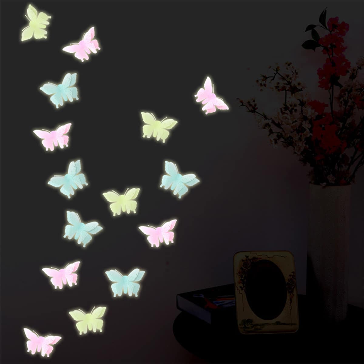 

6pcs Luminous Butterfly Wall Sticker, Multicolor
