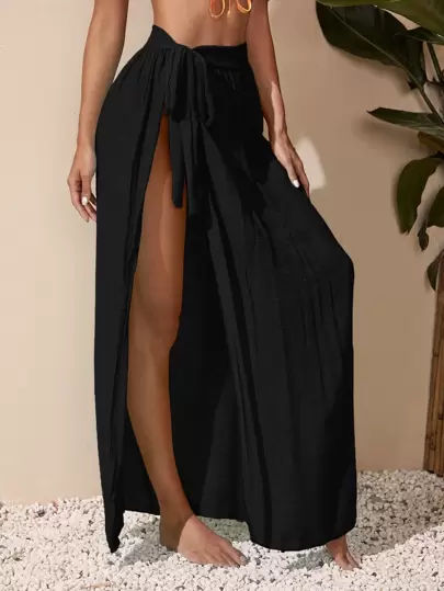 Swim Vcay Falda cover up de cintura con cordón