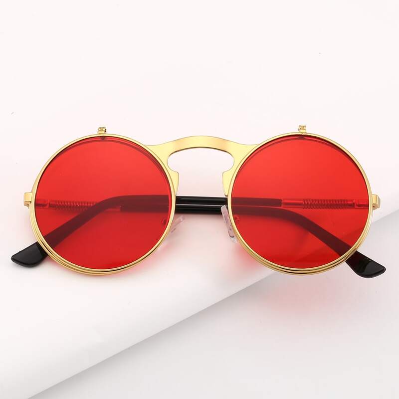 

Round Metal Frame Sunglasses, Red