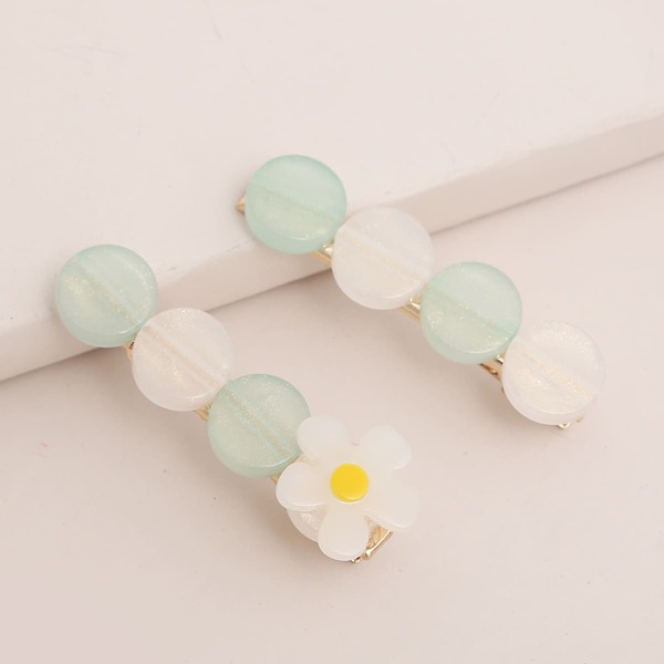 

2pcs Flower Decor Hair Clip, Multicolor