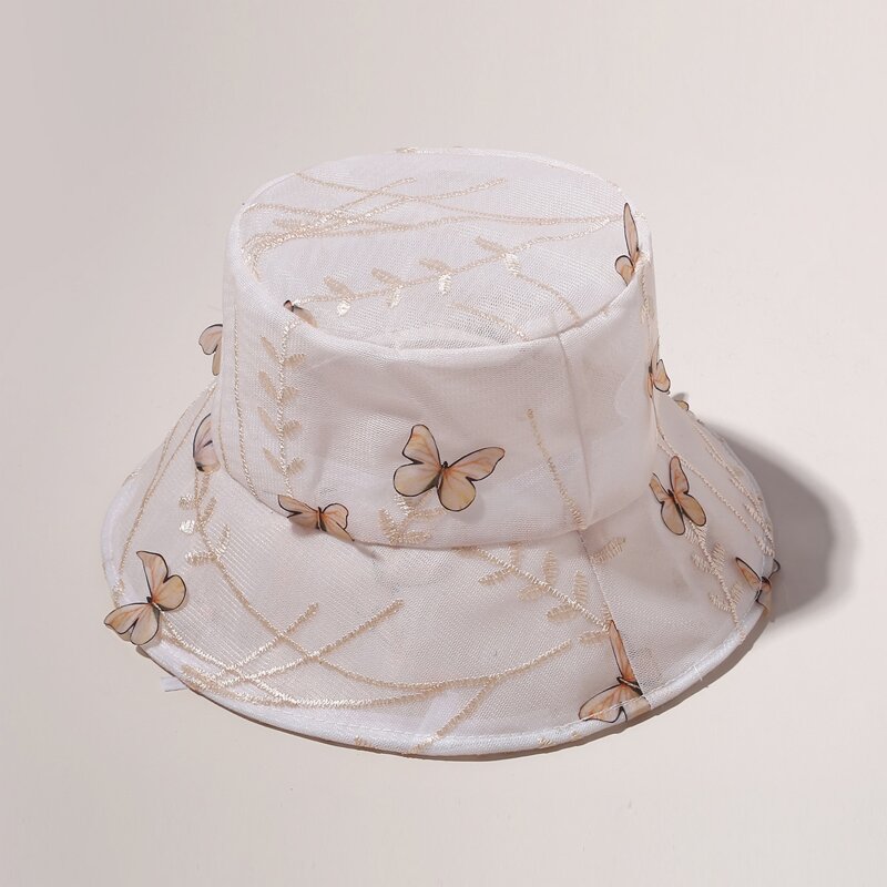 

Butterfly Pattern Bucket Hat, Apricot