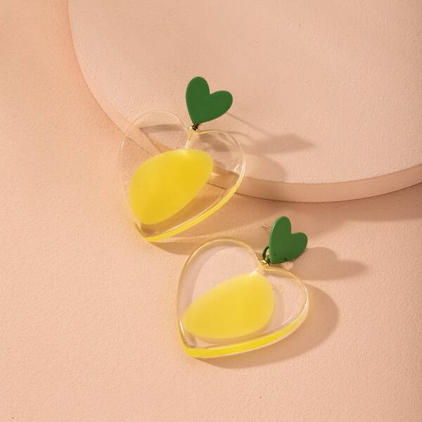 

Clear Heart Drop Earrings, Yellow