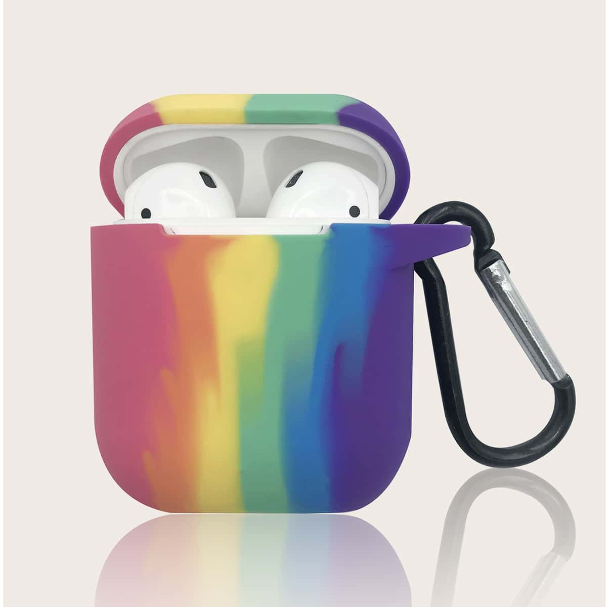 

1pc Rainbow Print AirPods Case, Multicolor