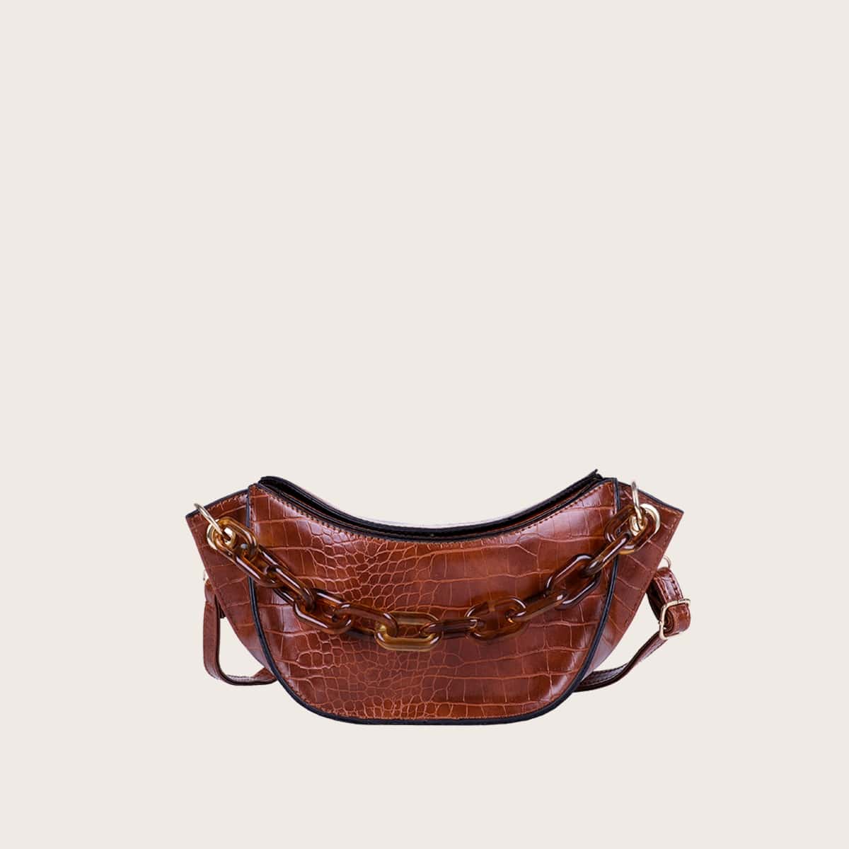 

Croc Embossed Crossbody Bag, Rust brown