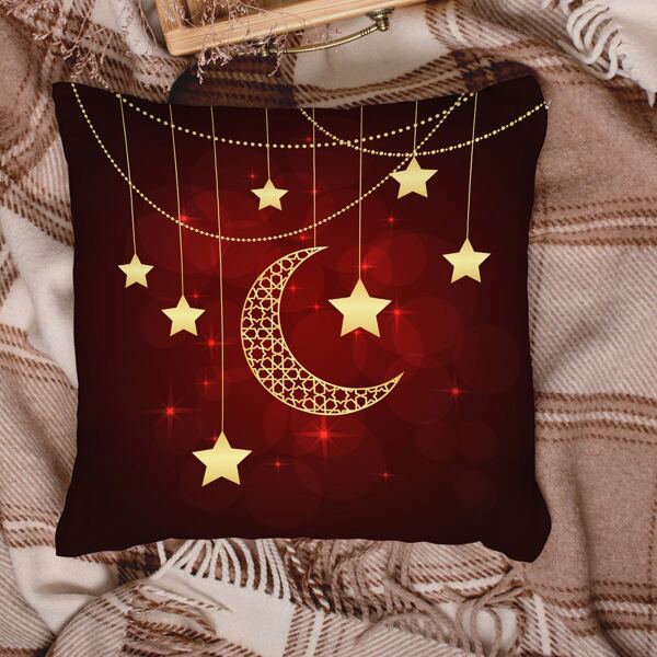 

Moon & Star Print Cushion Cover Without Filler, Multicolor