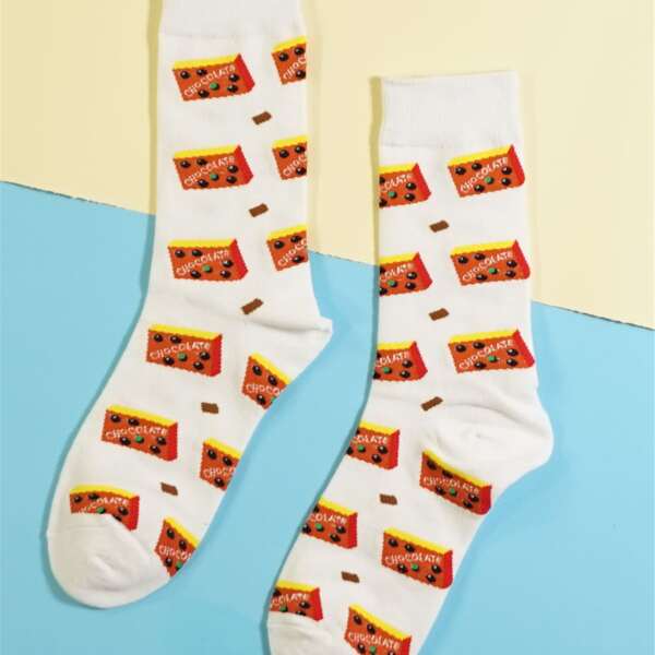 

Cake Pattern Socks, White
