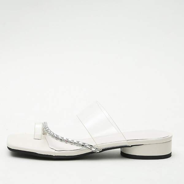 

Rhinestone Decor Clear Slide Sandals