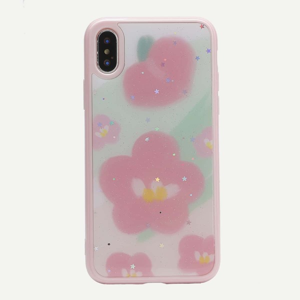

1шт чехол для iPhone с принтом цветка, Многоцветный