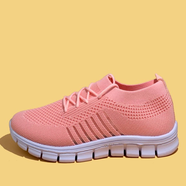 

Lace-up Front Knit Wide Fit Sneakers, Dusty pink
