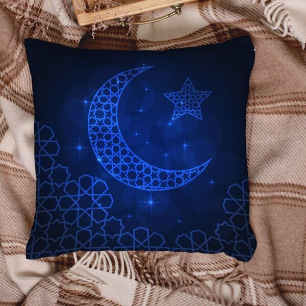 

Moon & Star Print Cushion Cover Without Filler, Multicolor