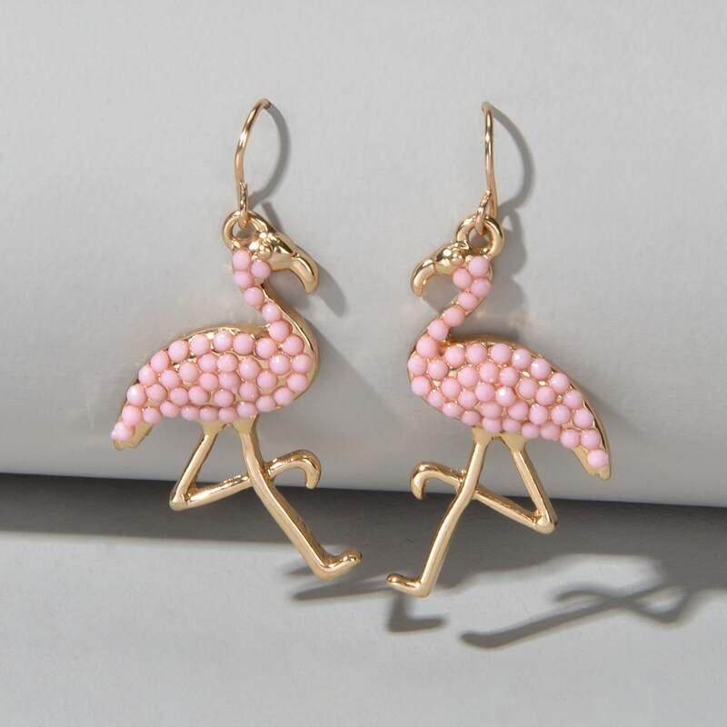 

Animal Shaped Drop Earrings, Pink