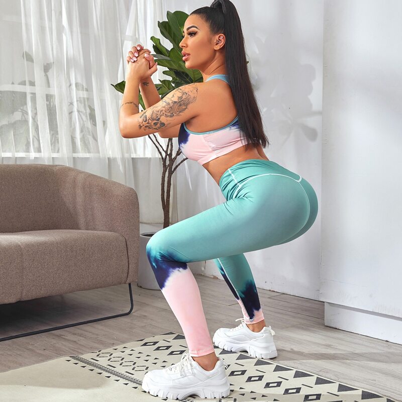 

Tie Dye Sports Bra & Wide Band Sports Leggings, Mint green