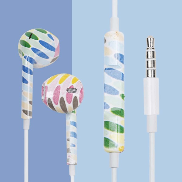 

1pc Oval Print In-ear Earphone, Multicolor
