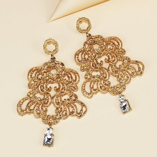 

Серьги-подвески со стразами, Золотистый