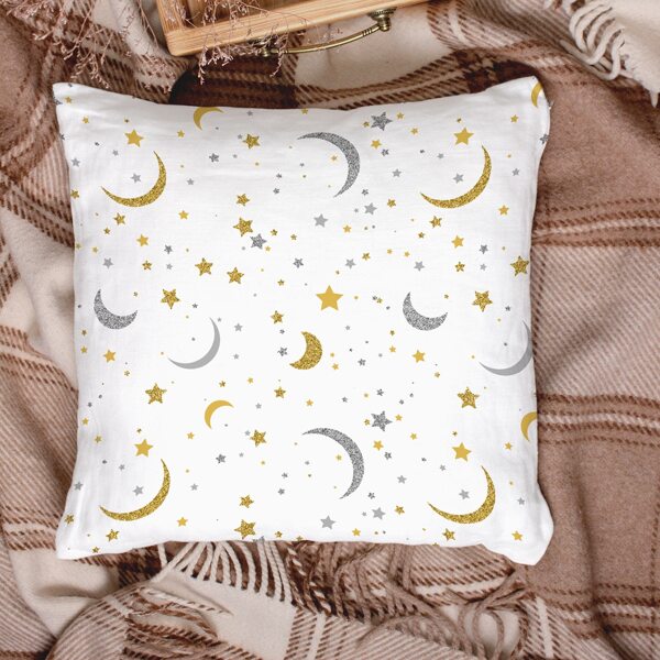 

Moon & Star Print Cushion Cover Without Filler, Multicolor