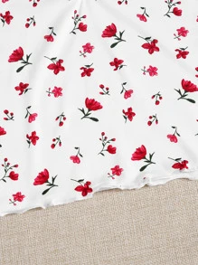 Soleia 生菜邊抽褶細節小碎花花卉短版上衣 - 白色 - 查看 4