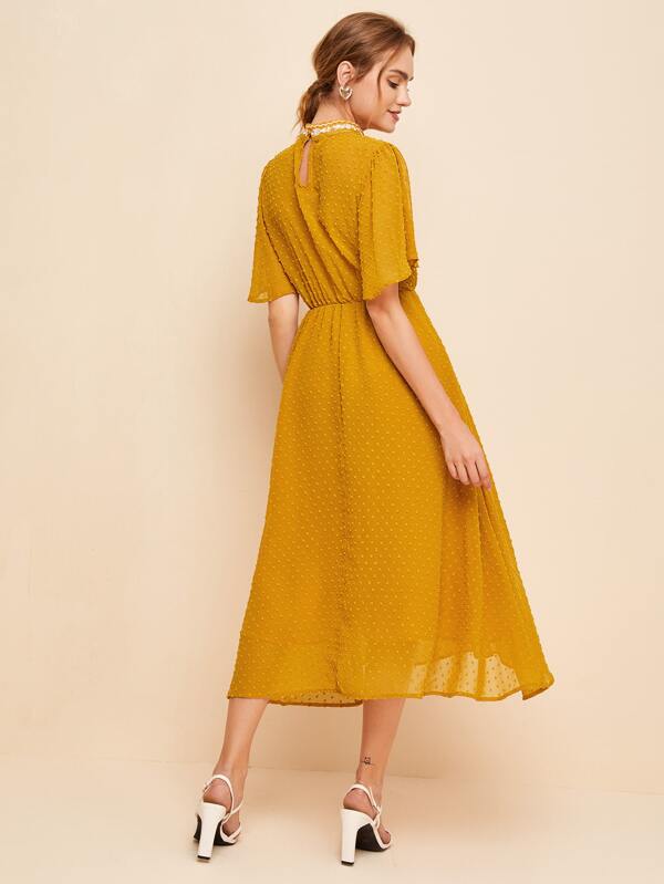 floral chiffon dress with flutter sleeves