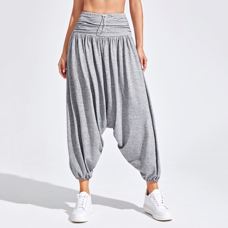 

Drawstring Waist Harem Sports Pants, Grey