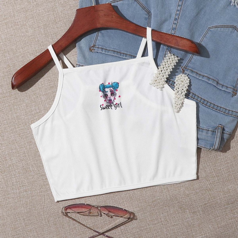 

Figure Graphic Crop Cami, White