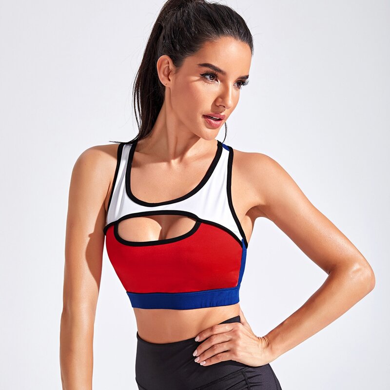 

Racer Back Colorblock Sports Bra, Multicolor