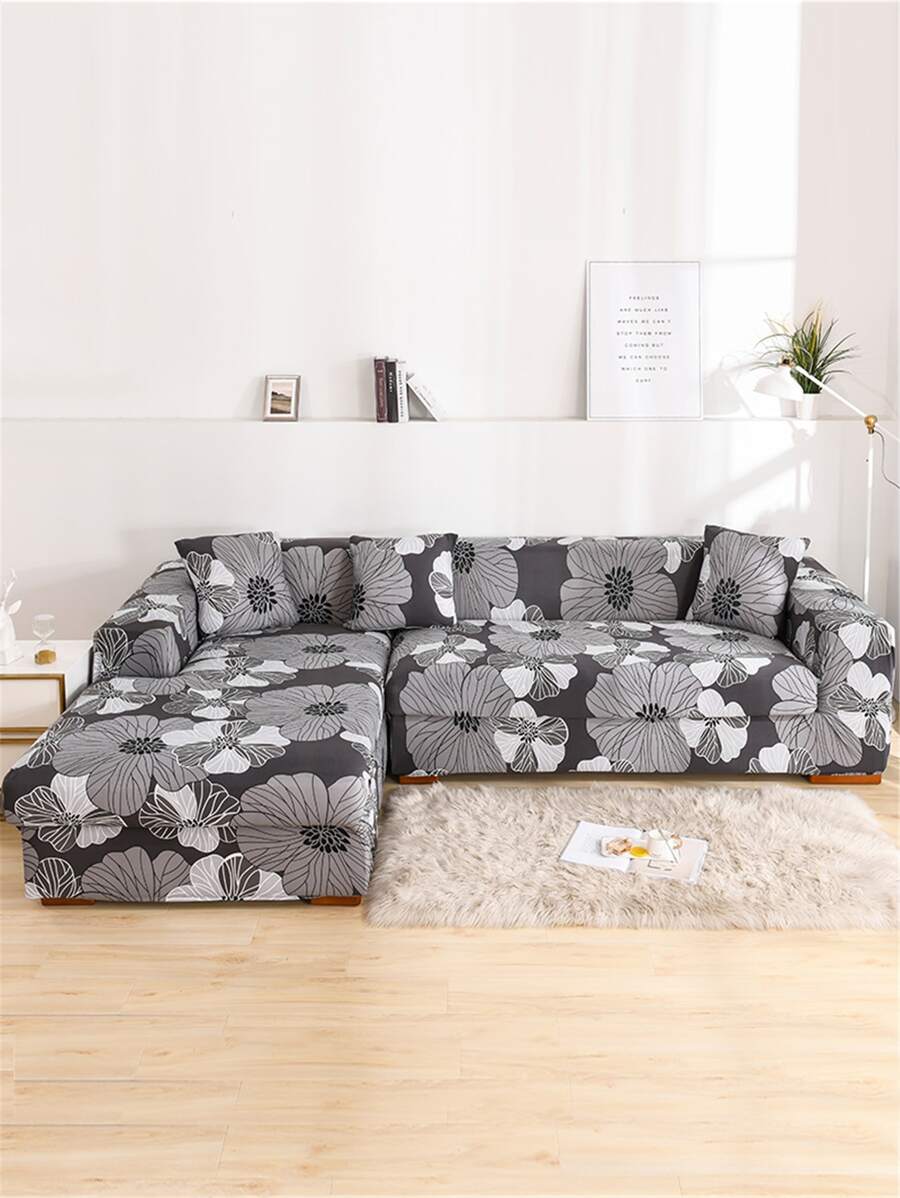 1pc Flower Print Stretchy Sofa Cover Without Cushion - Multicolor - View 1