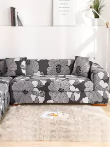 1pc Flower Print Stretchy Sofa Cover Without Cushion - Multicolor - View 4