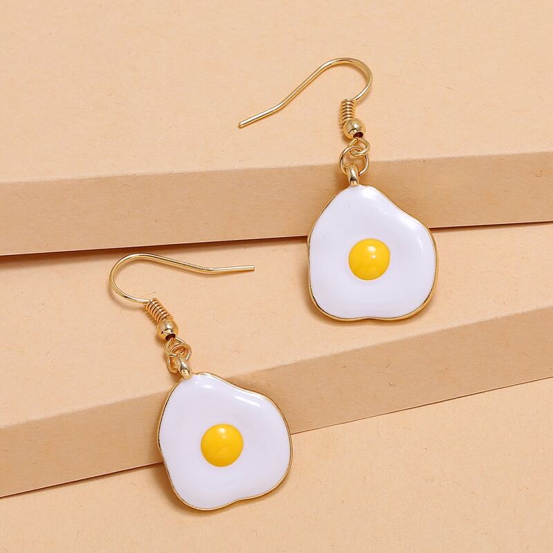 

Omelette Drop Earrings, White