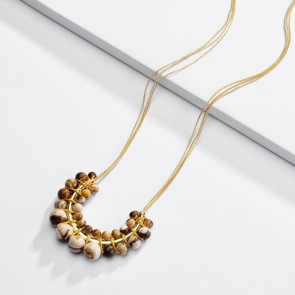 

Natural Stone Pendant Necklace, Yellow