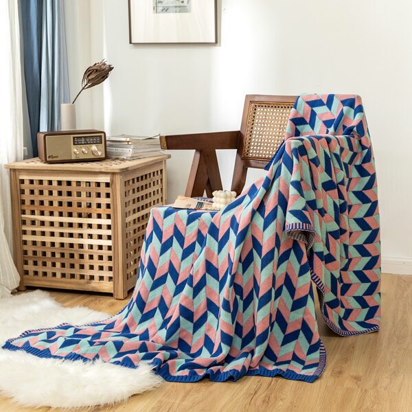 

Colorblock Knitted Blanket, Multicolor