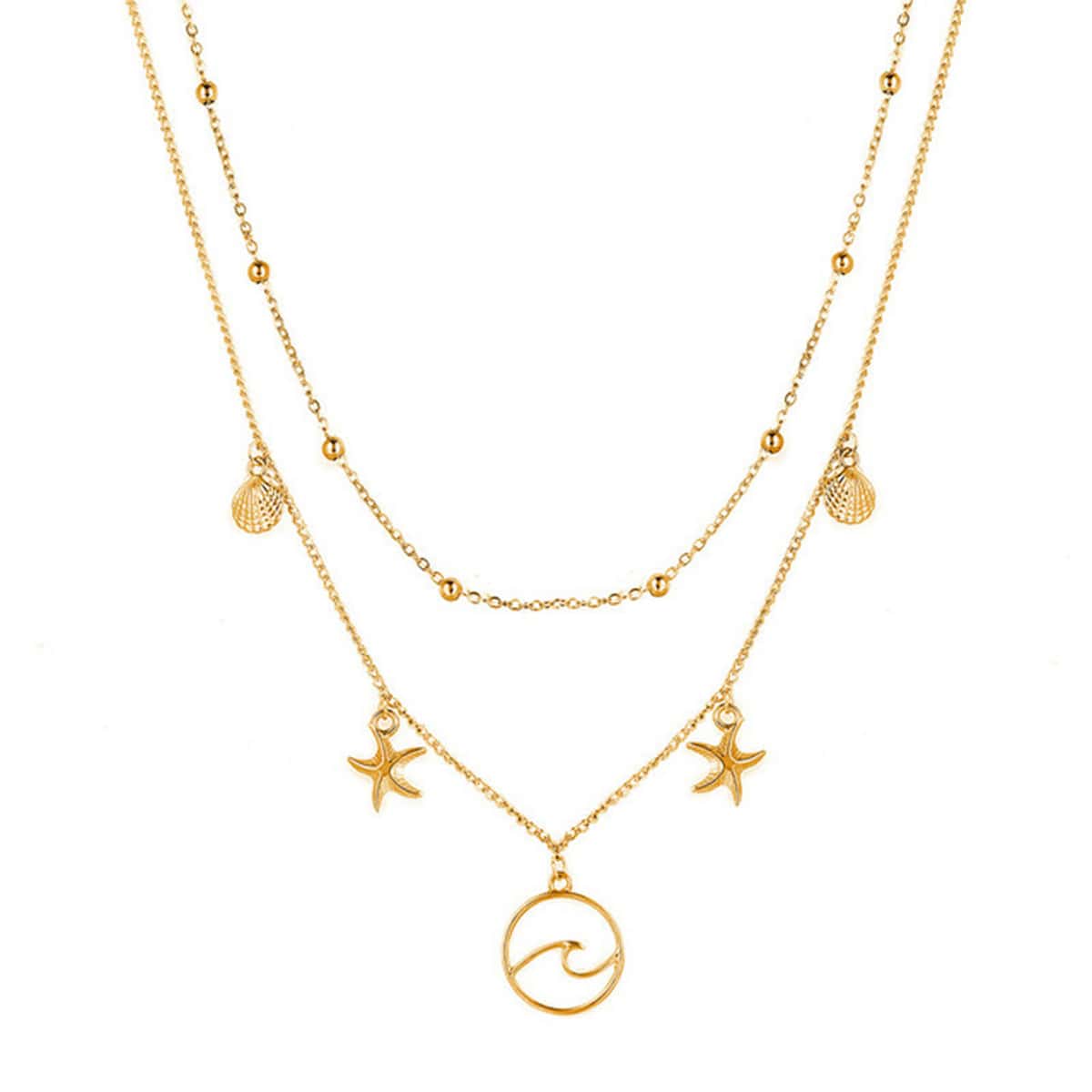 

Shell Layered Chain Necklace, Gold