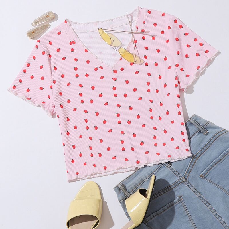 

Strawberry Print Tee, Multicolor